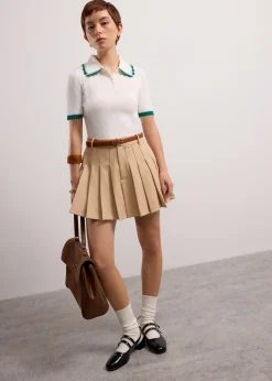 Pleated Flare Mini Skirt