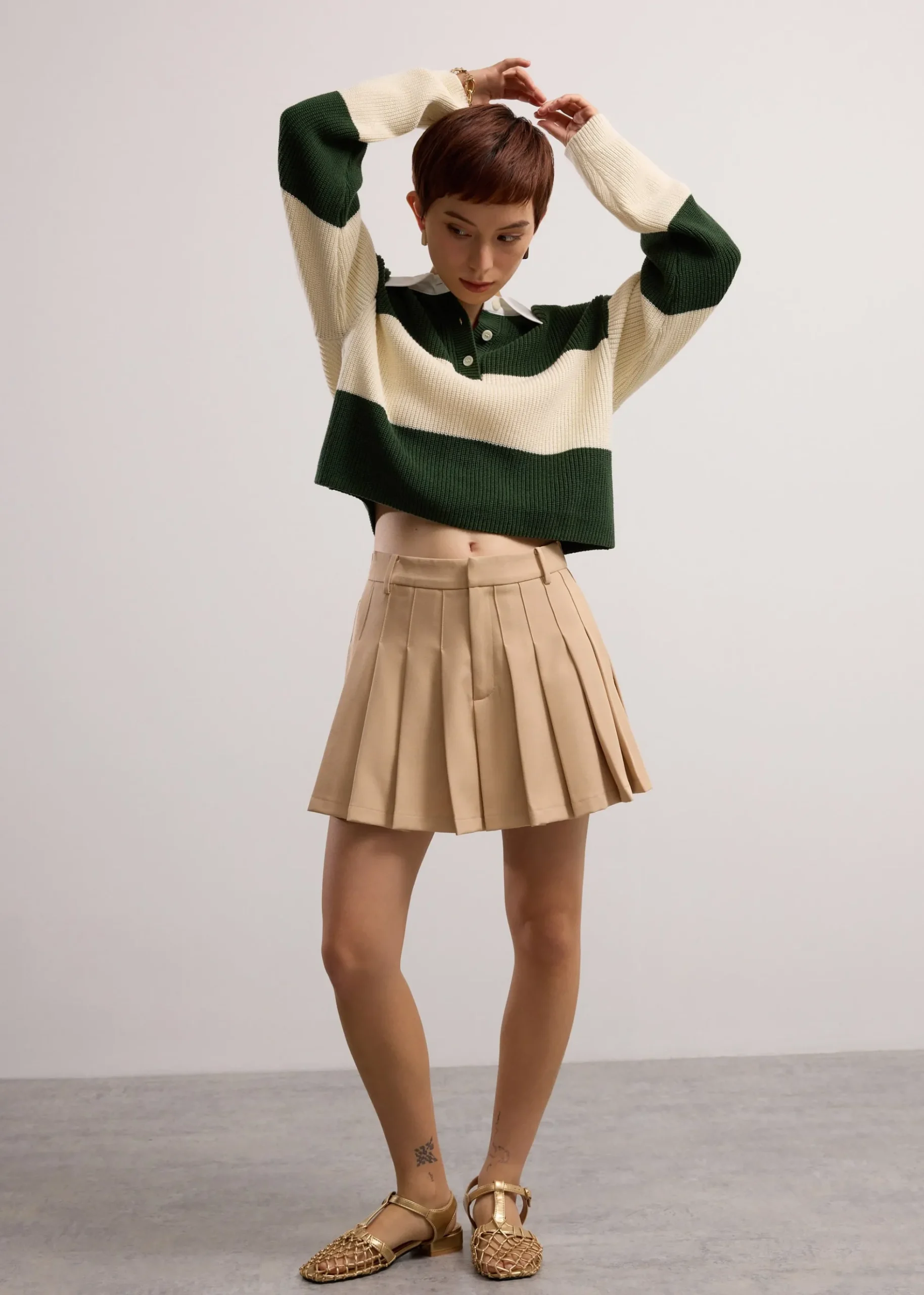 Pleated Flare Mini Skirt