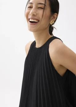 Pleated Round Neck Shell Top