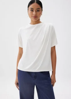 Pleated Round Neck Tee