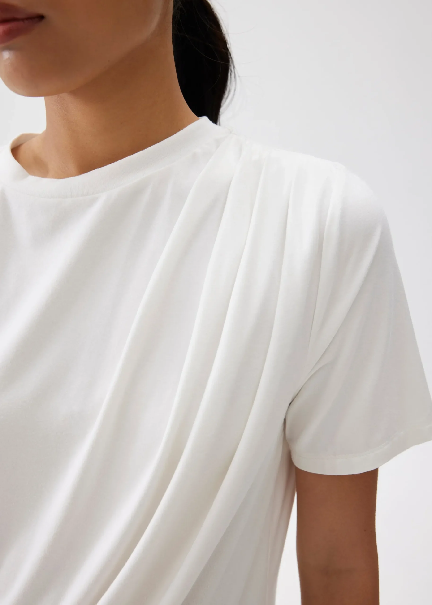 Pleated Round Neck Tee
