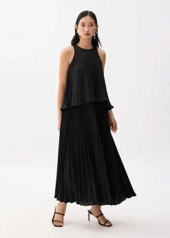 Pleated Trapeze Maxi Dress