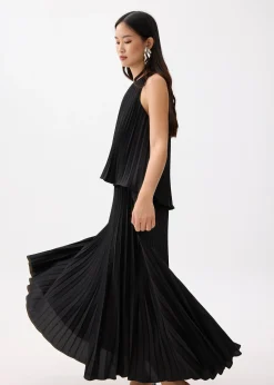 Pleated Trapeze Maxi Dress