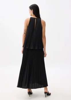 Pleated Trapeze Maxi Dress