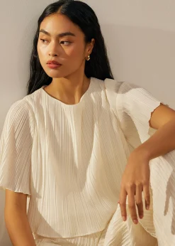Plisse Crop Shell Top