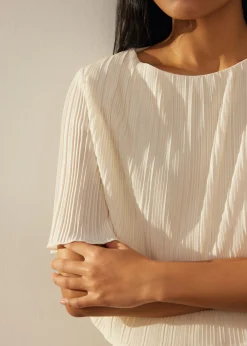 Plisse Crop Shell Top