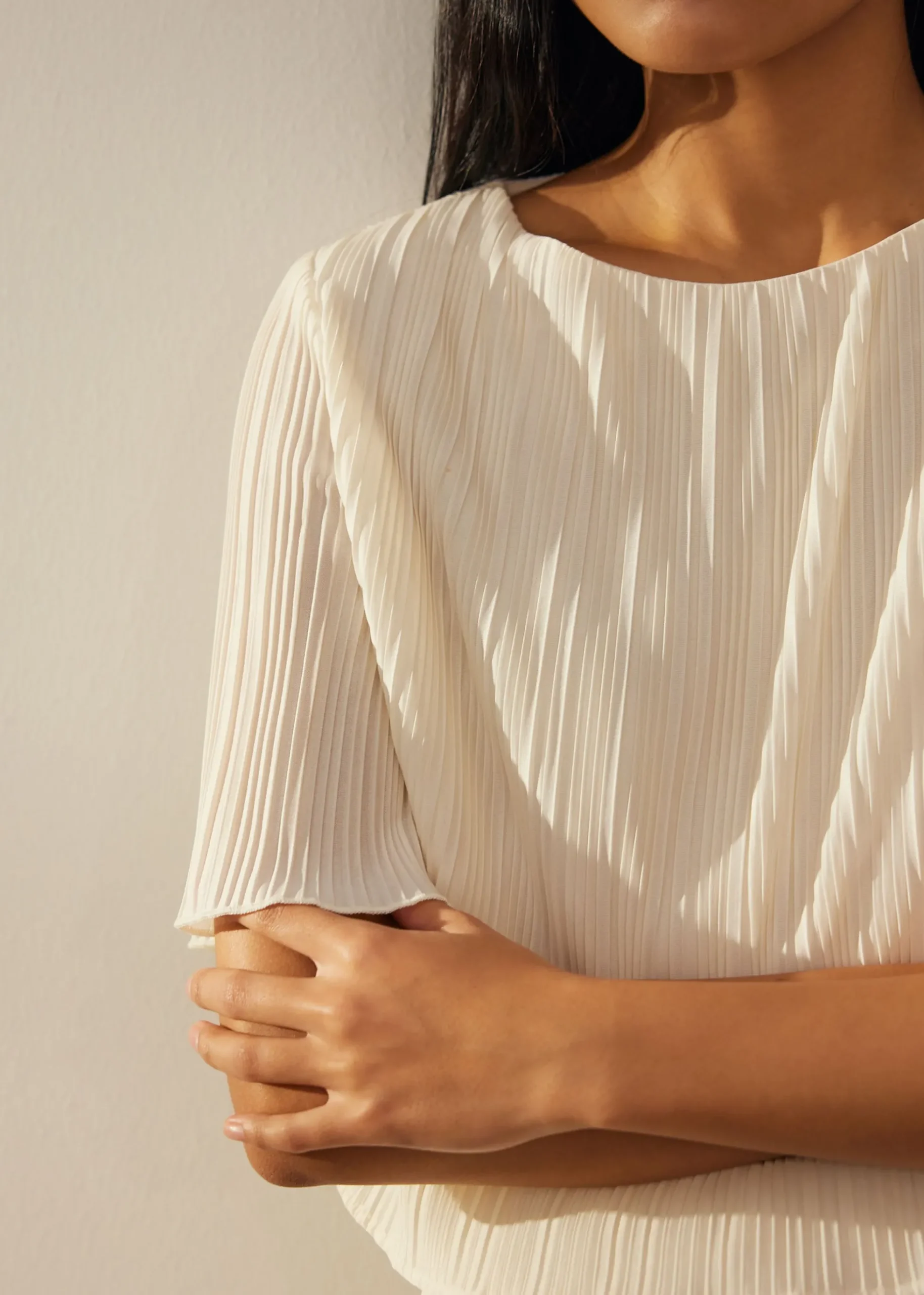 Plisse Crop Shell Top