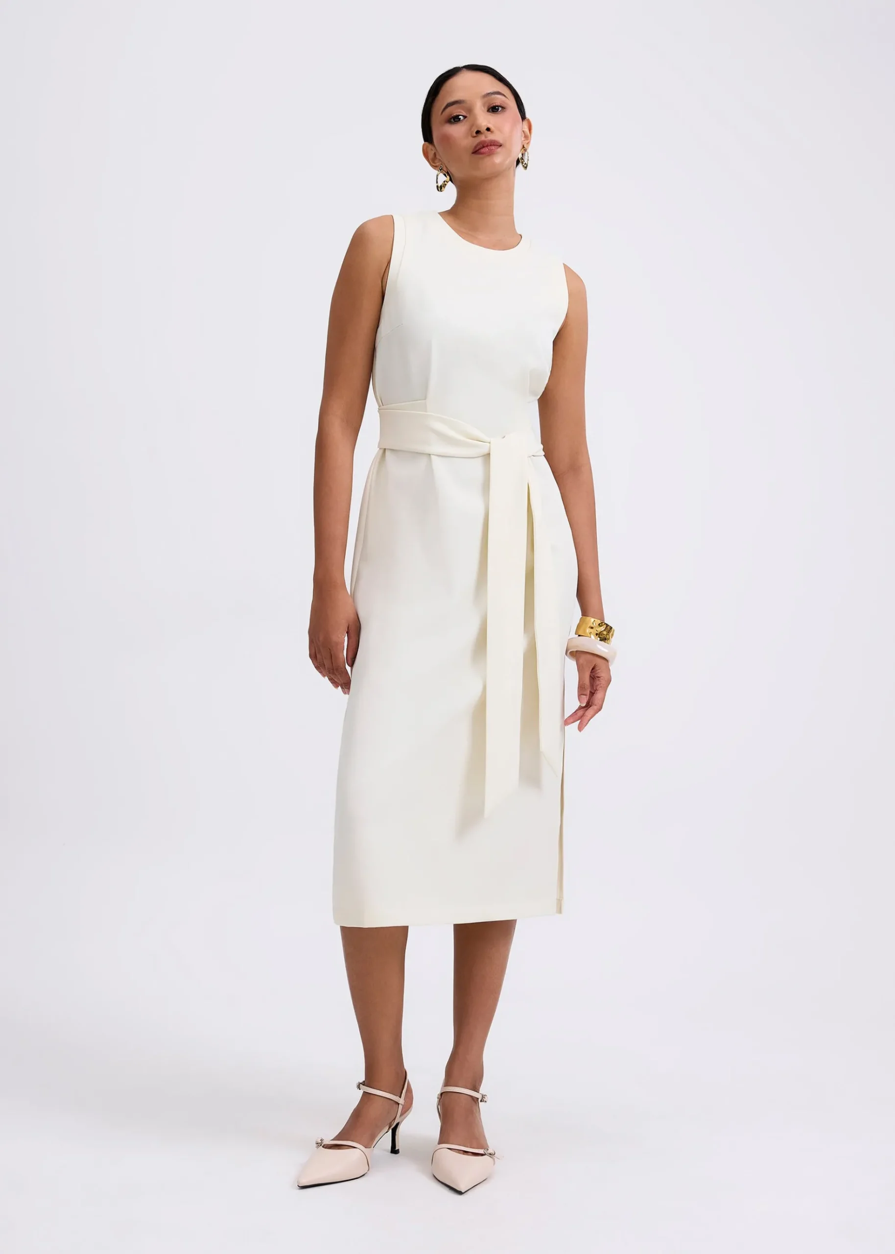 Poppy Round Neck Column Midi Dress