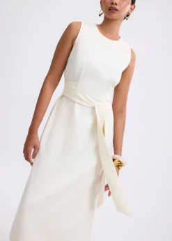 Poppy Round Neck Column Midi Dress