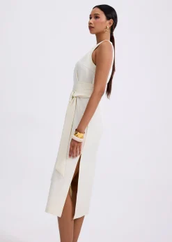 Poppy Round Neck Column Midi Dress