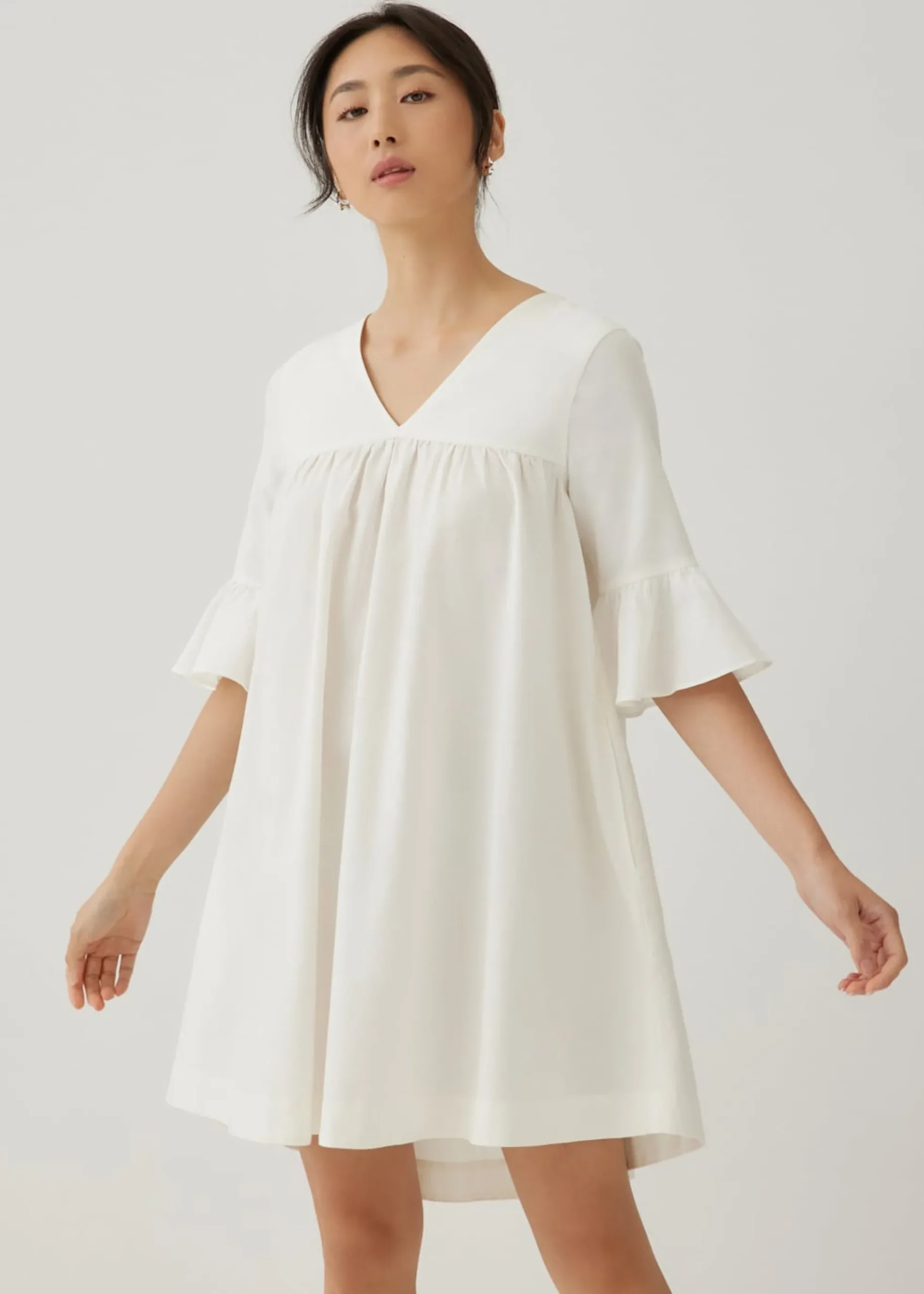 Pristine Cotton Frill Sleeve Dress