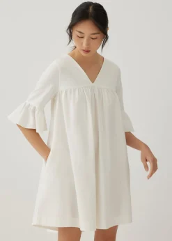 Pristine Cotton Frill Sleeve Dress