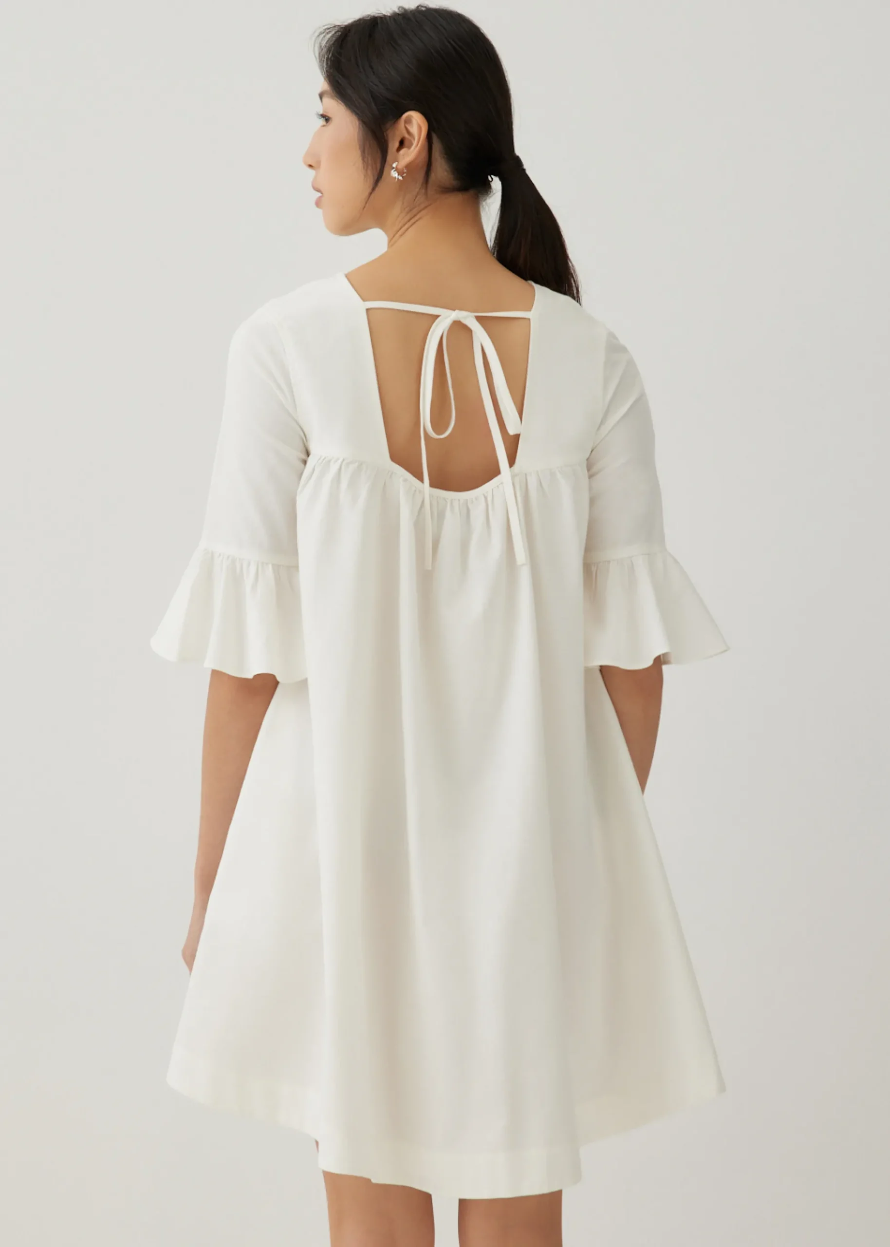 Pristine Cotton Frill Sleeve Dress