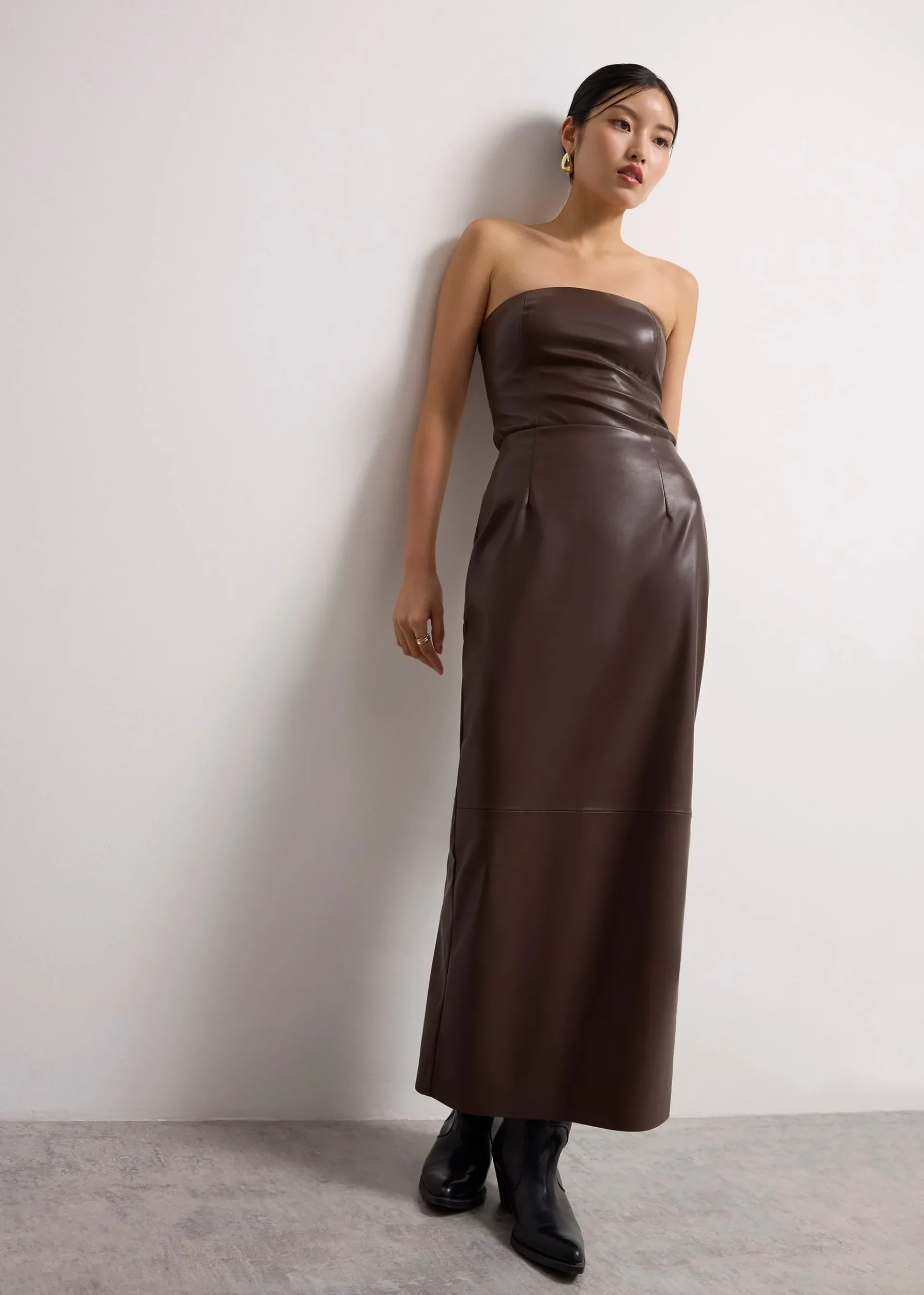 Rachel Vegan Leather Column Maxi Skirt