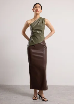 Rachel Vegan Leather Column Maxi Skirt