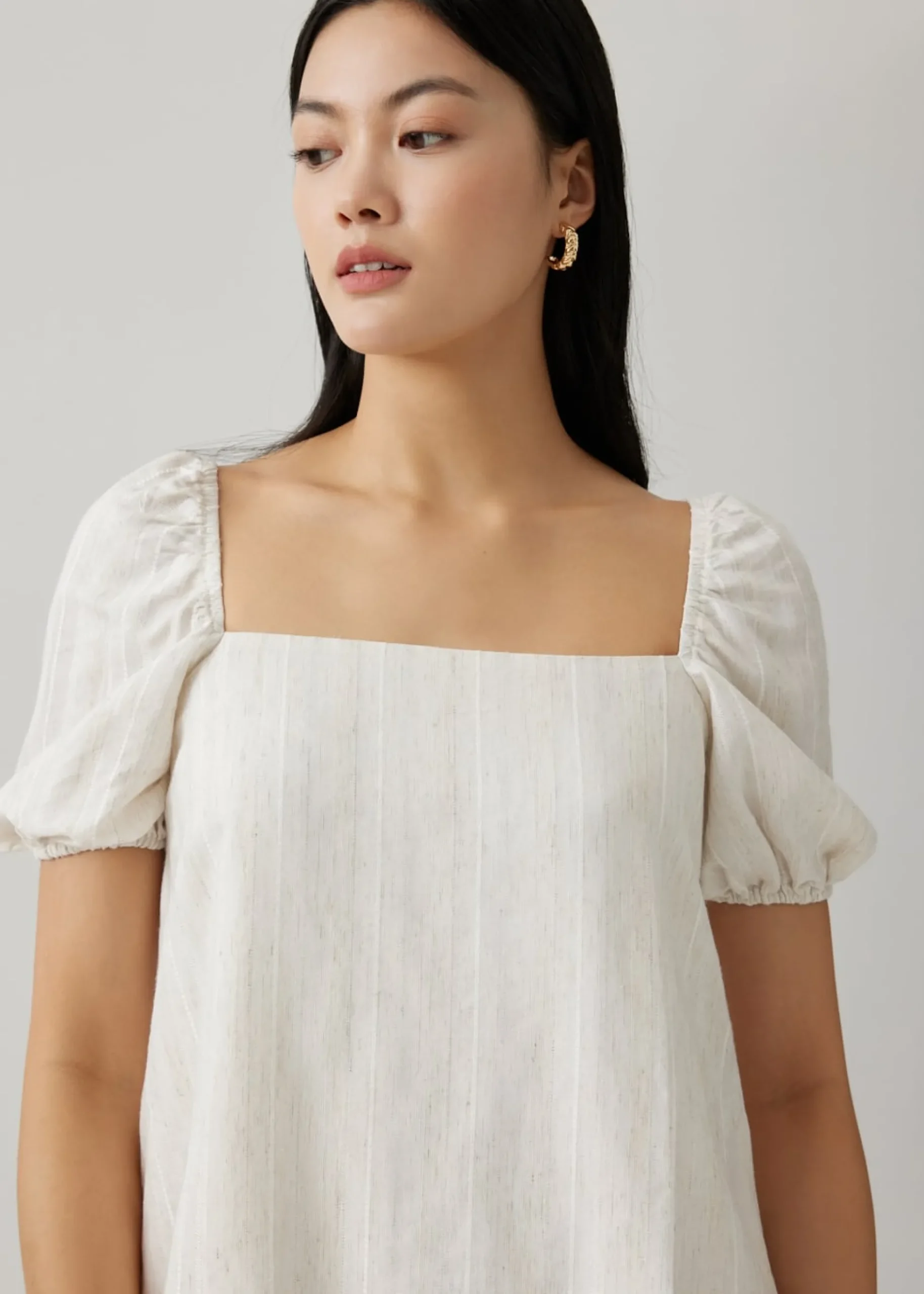 Raiza Striped Linen Shift Dress