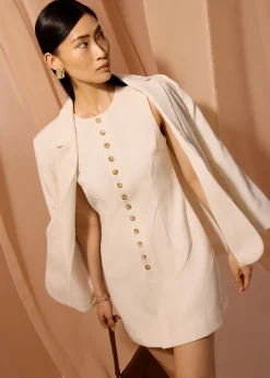 Rani Textured Button Down Shift Mini Dress