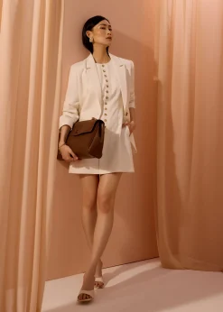 Rani Textured Button Down Shift Mini Dress