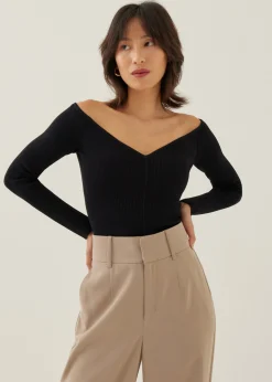 Rayla Fitted Off Shoulder Knit Top