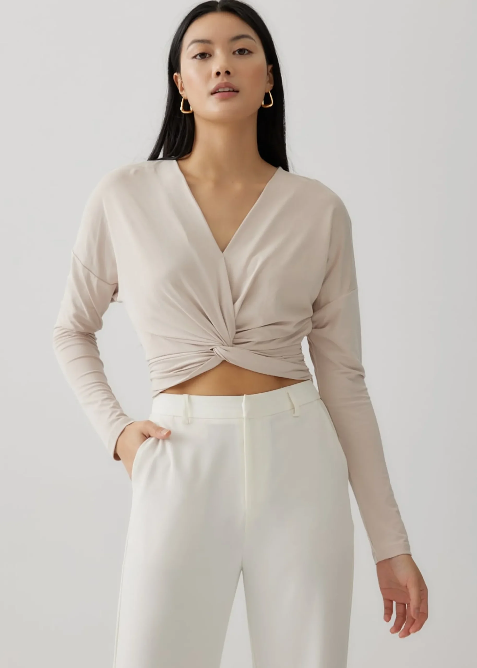 Rebekah Cupro Knotted Crop Top