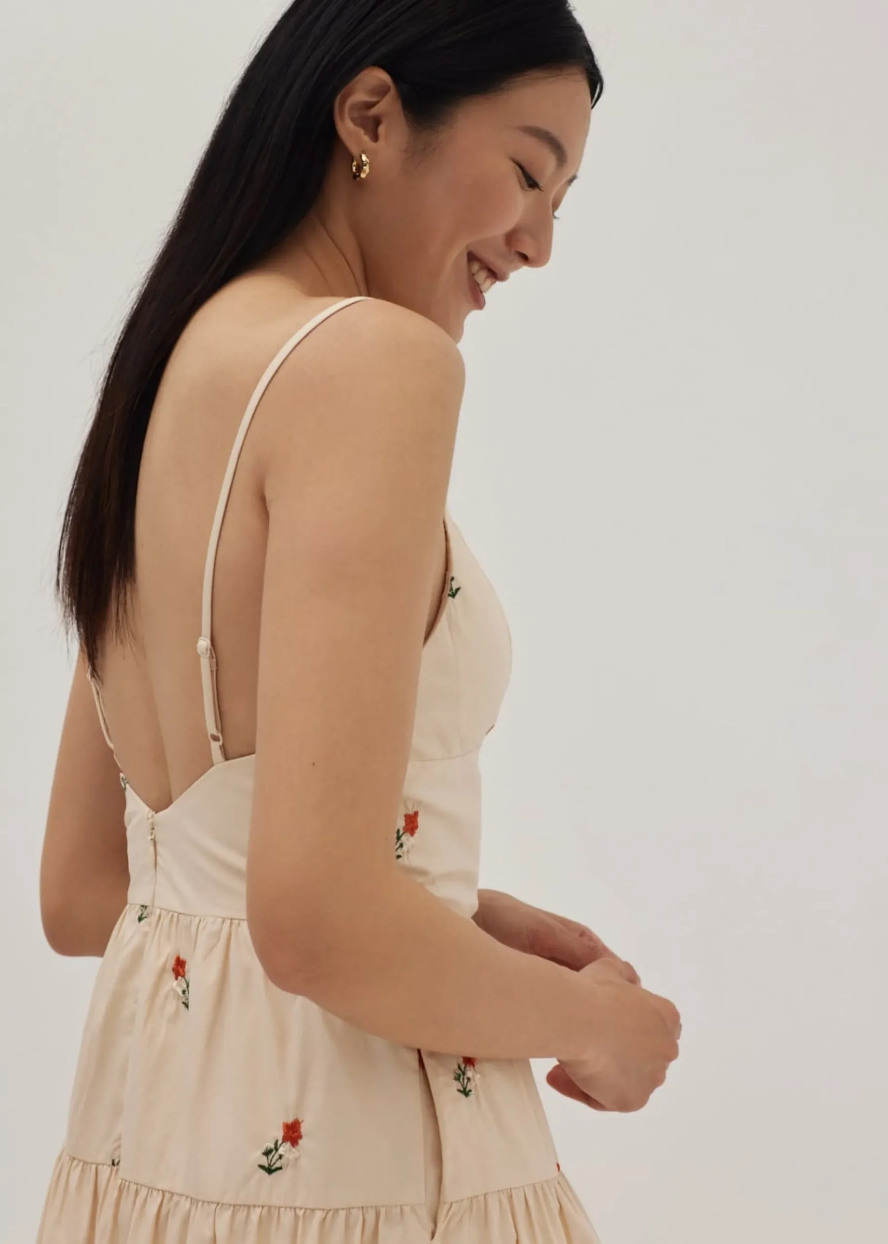 Reece Padded Embroidered Midi Dress