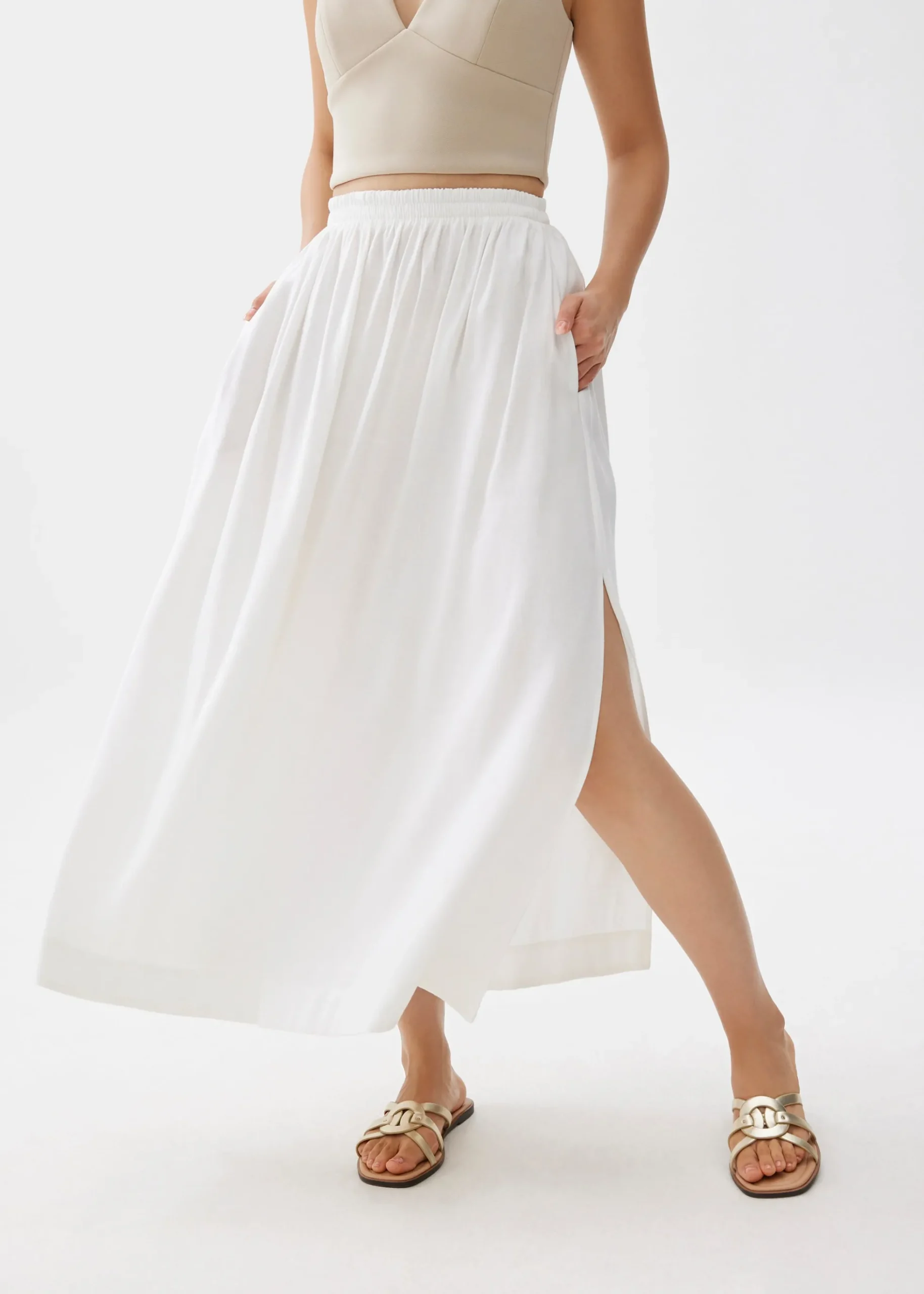 Rei Elastic Linen A-line Maxi Skirt