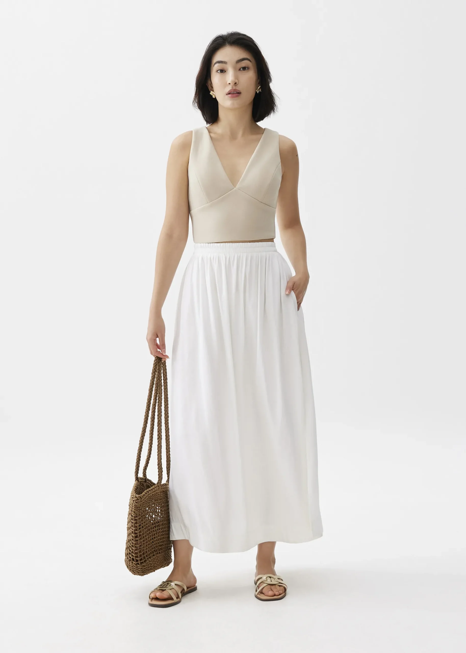 Rei Elastic Linen A-line Maxi Skirt