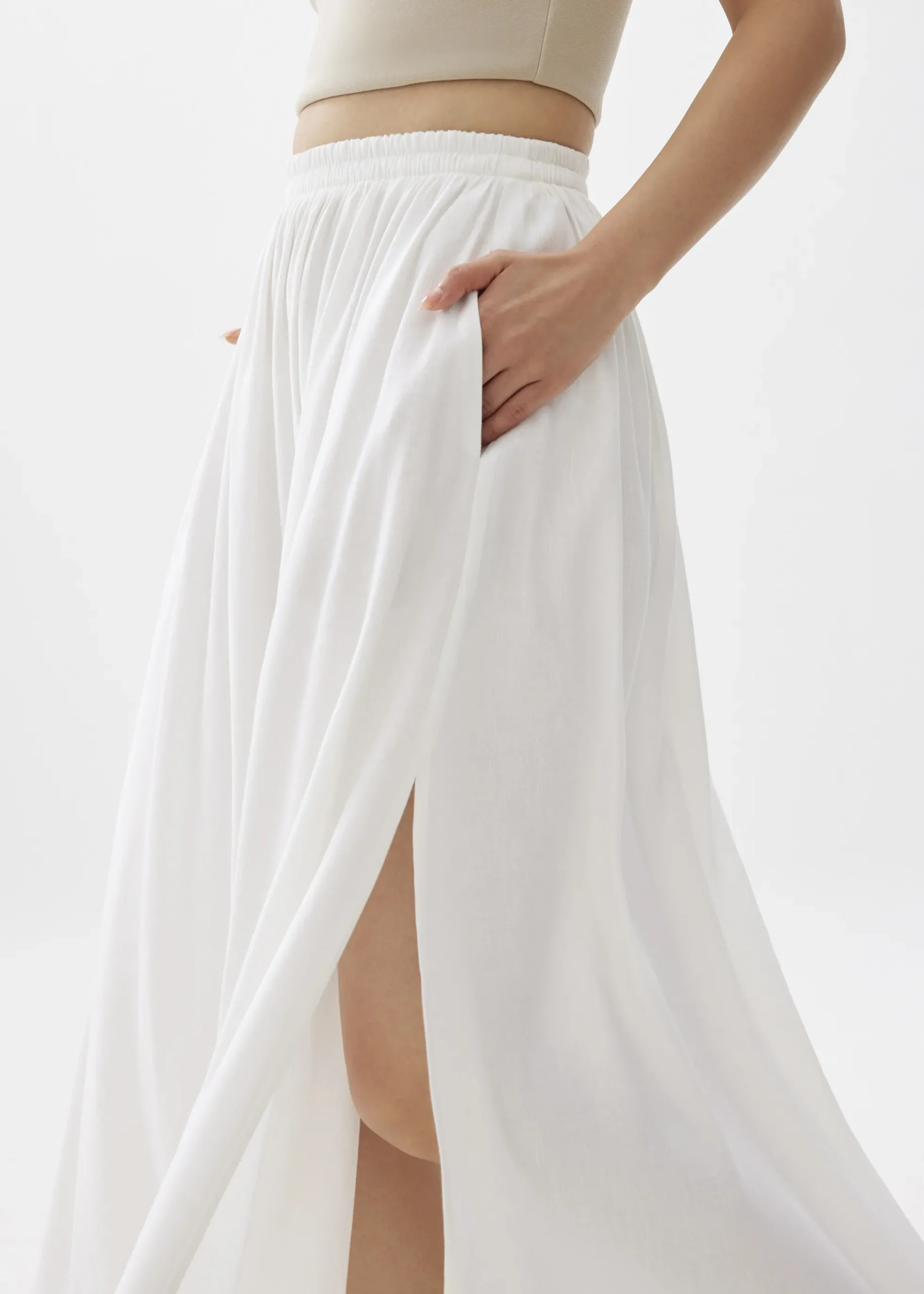 Rei Elastic Linen A-line Maxi Skirt