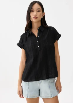 Relaxed Broderie Collared Shirt