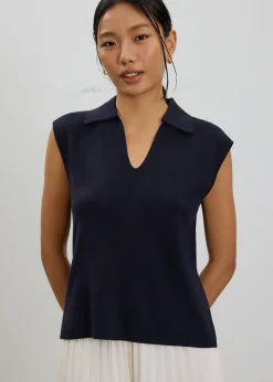 Relaxed Collared Knit Top