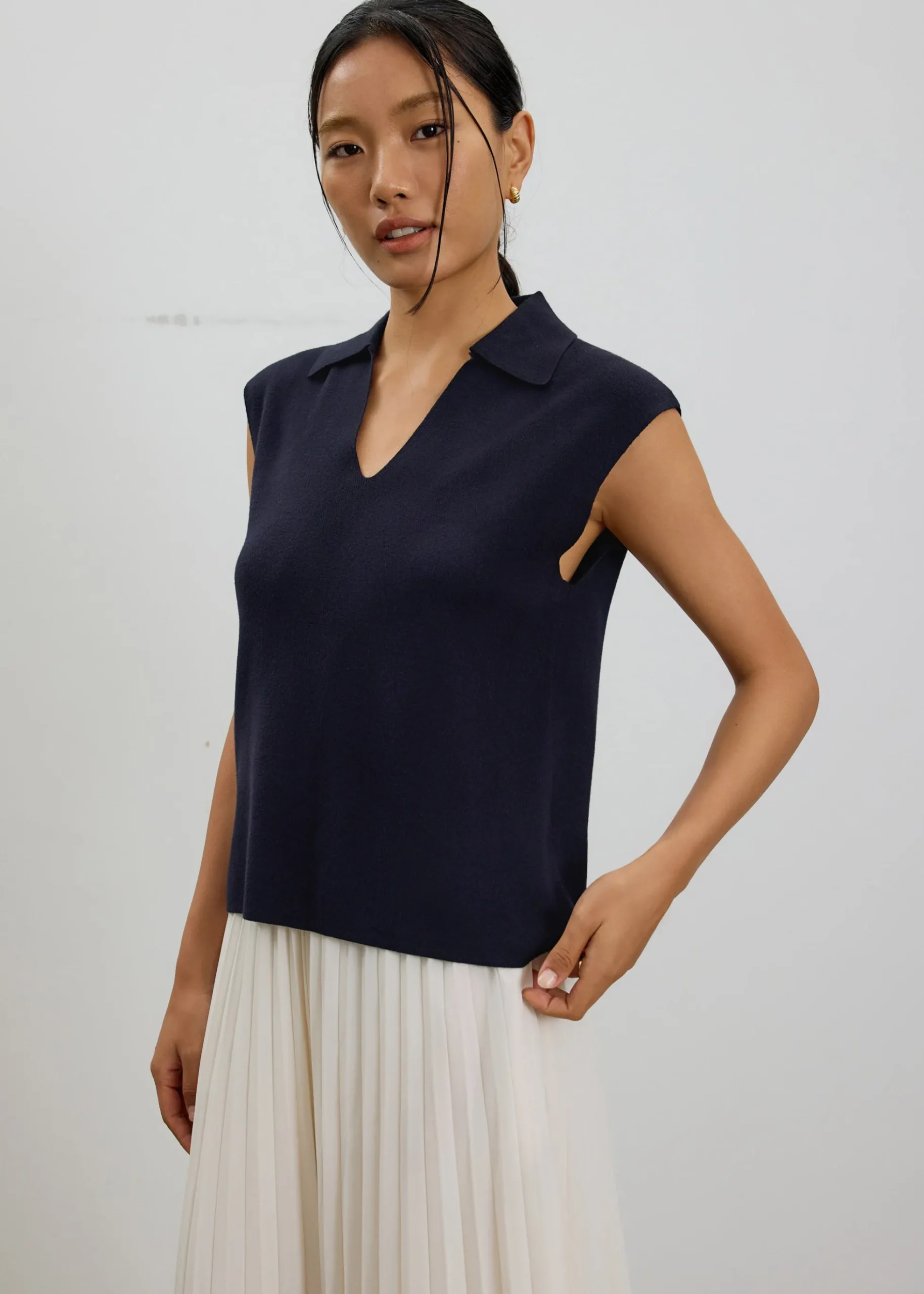 Relaxed Collared Knit Top