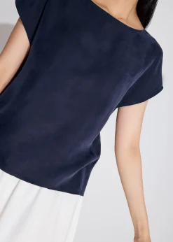 Relaxed Cupro Back Knot Boat Neck Shell Top
