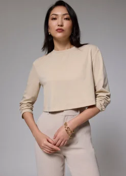 Relaxed Jersey Crop Long Sleeve Top