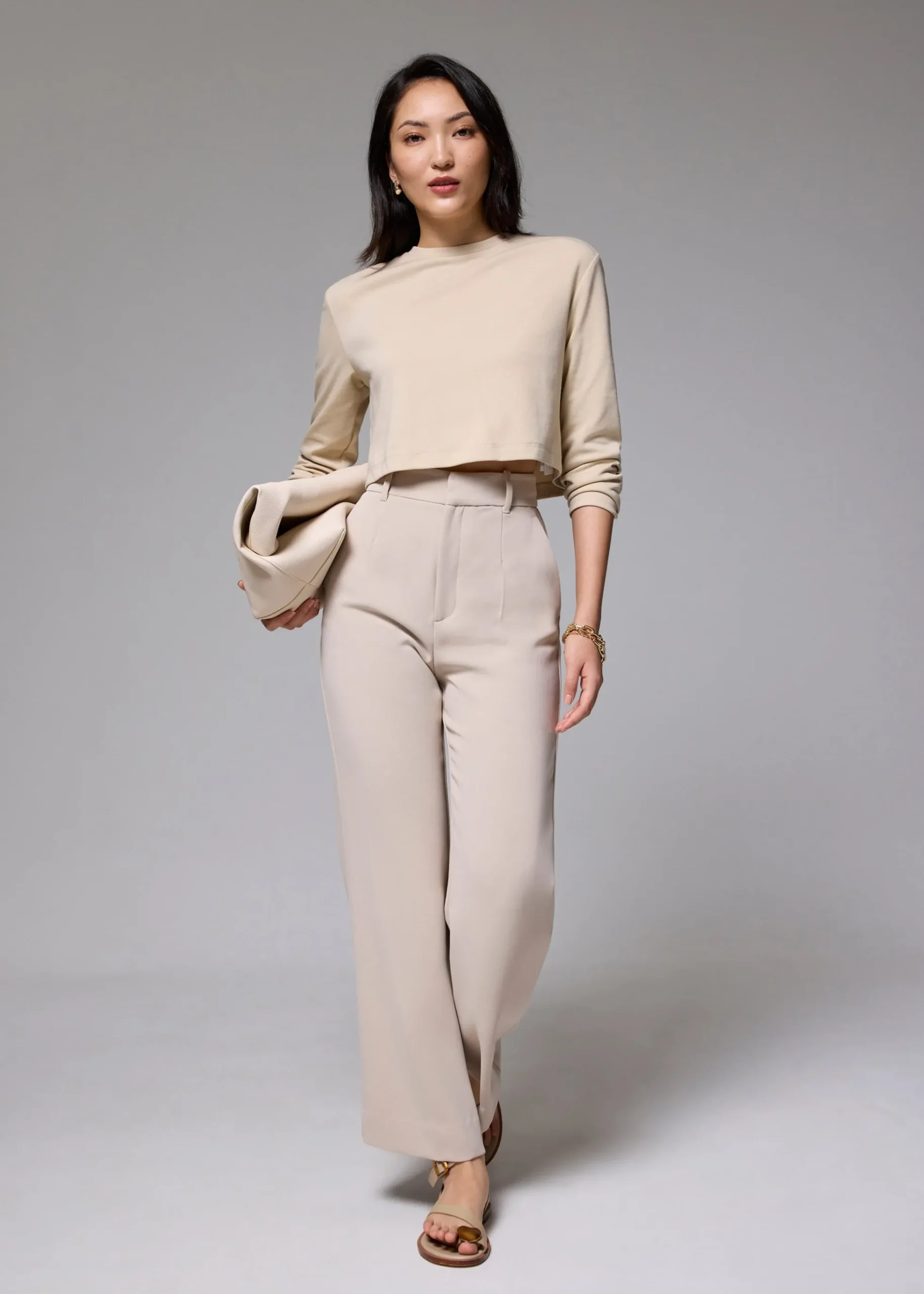 Relaxed Jersey Crop Long Sleeve Top