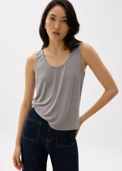 Relaxed Metallic Scoop Neck Tank Top