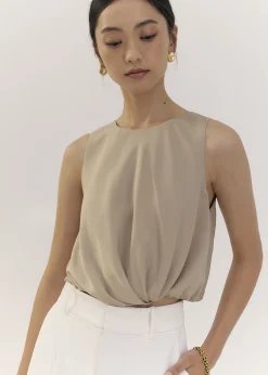 Relaxed Satin Round Neck Crop Top