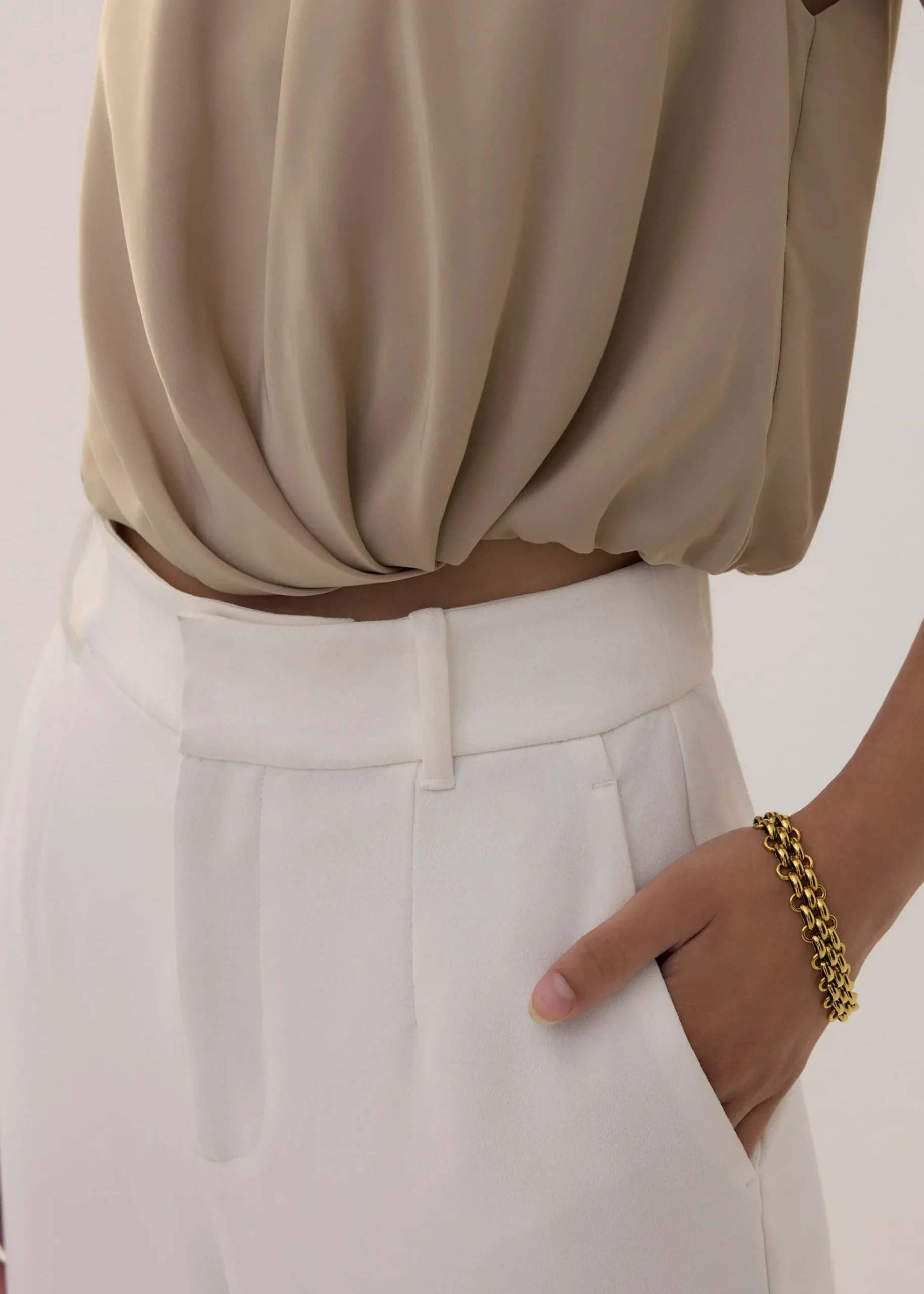 Relaxed Satin Round Neck Crop Top