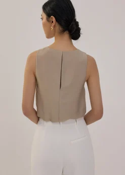 Relaxed Satin Round Neck Crop Top