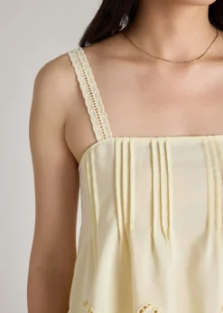 Relaxed Shell Top in Tidal Escape Broderie
