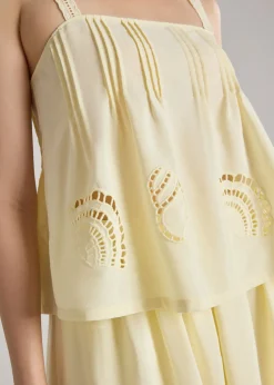 Relaxed Shell Top in Tidal Escape Broderie
