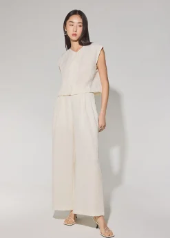 Relaxed Textured Lyocell Button Down Top