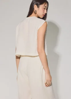 Relaxed Textured Lyocell Button Down Top