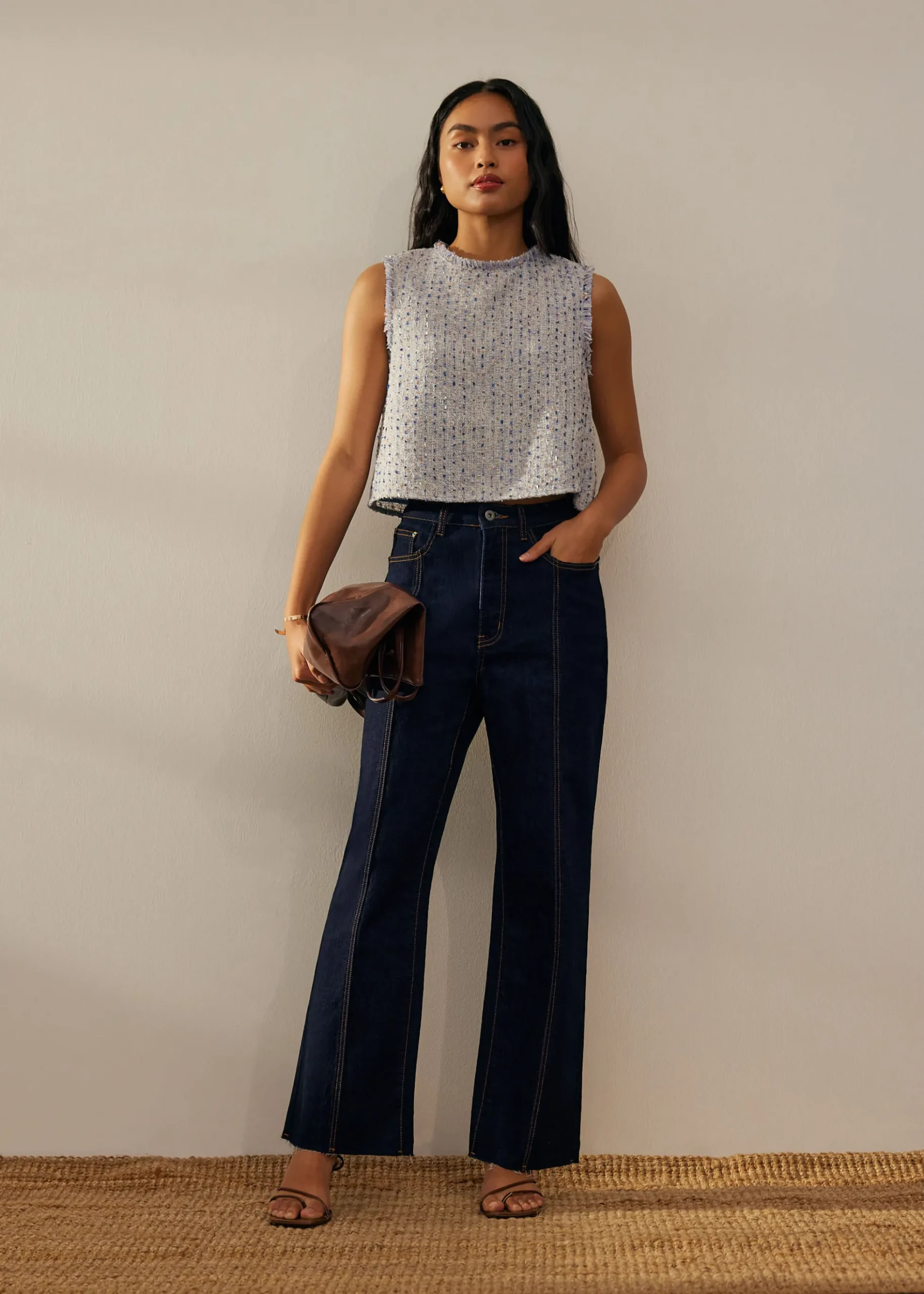 Relaxed Tweed Boxy Shell Top