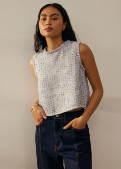 Relaxed Tweed Boxy Shell Top