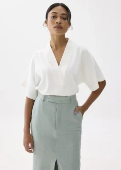 Relaxed V-neck Kimono Blouse