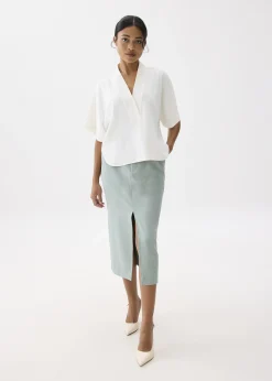 Relaxed V-neck Kimono Blouse