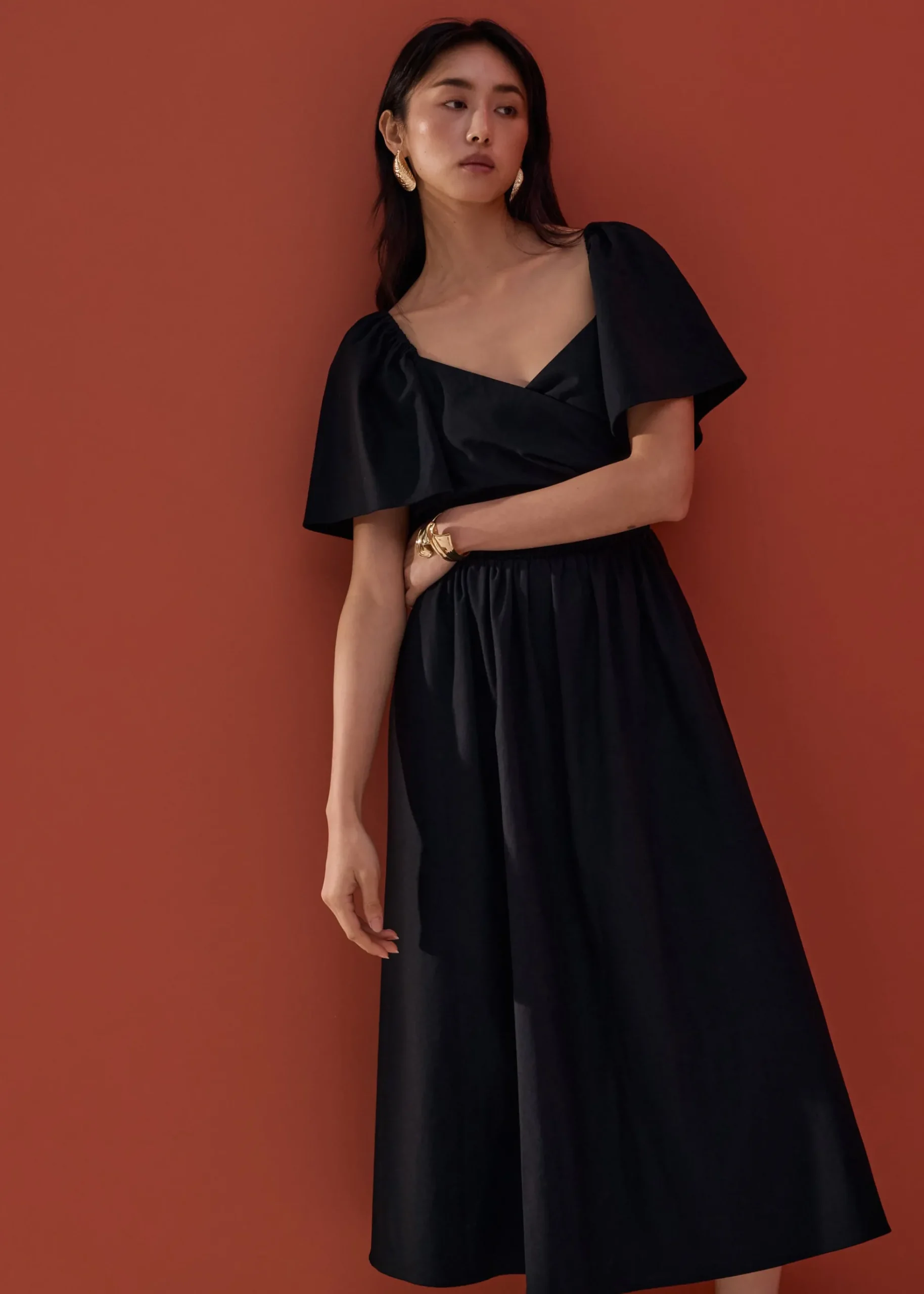 Reversible Bell Sleeve Fit & Flare Midaxi Dress