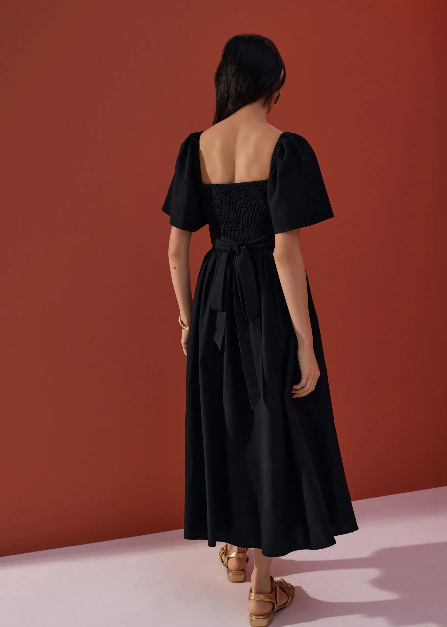 Reversible Bell Sleeve Fit & Flare Midaxi Dress