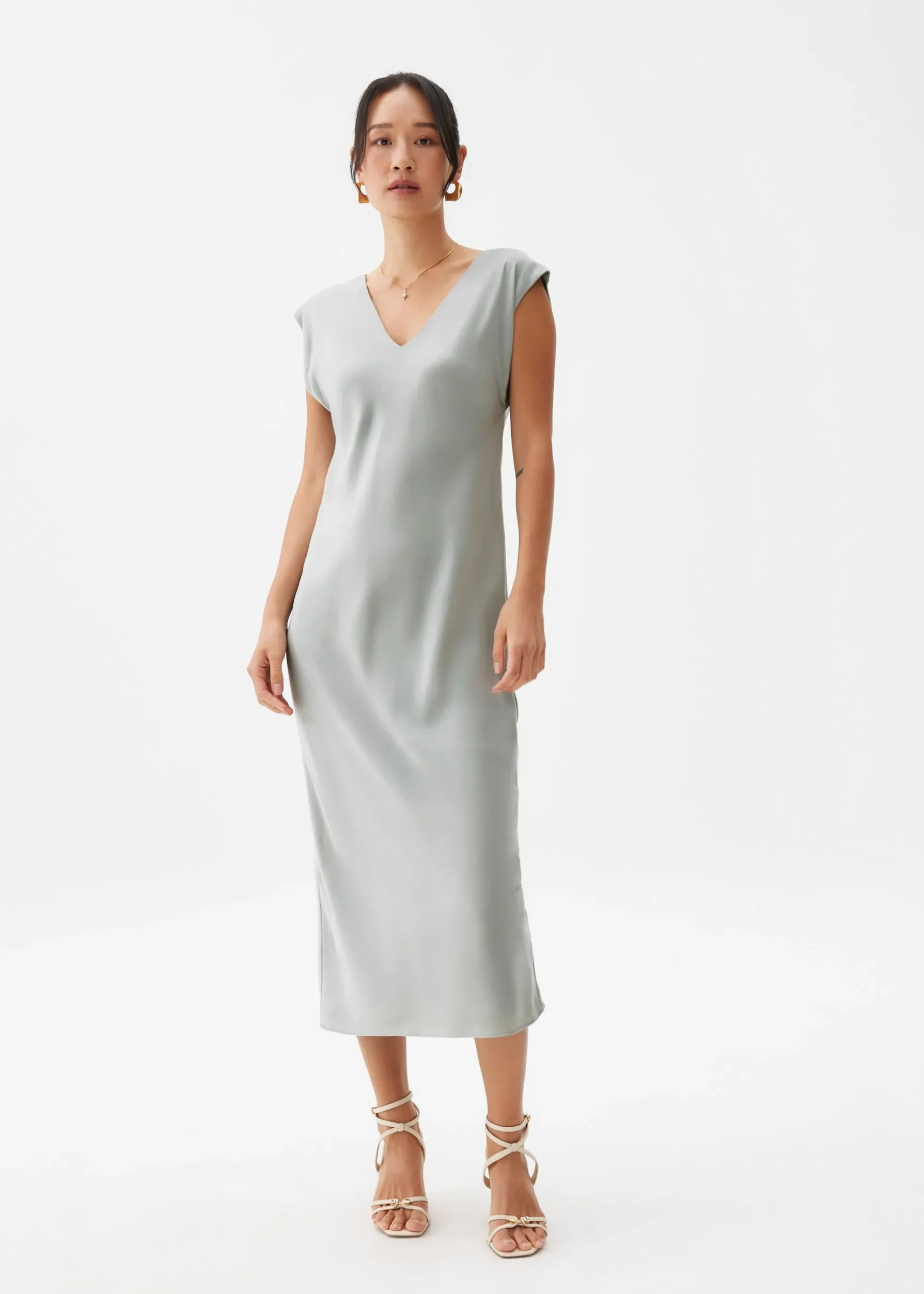 Reversible Satin Shift Midaxi Dress