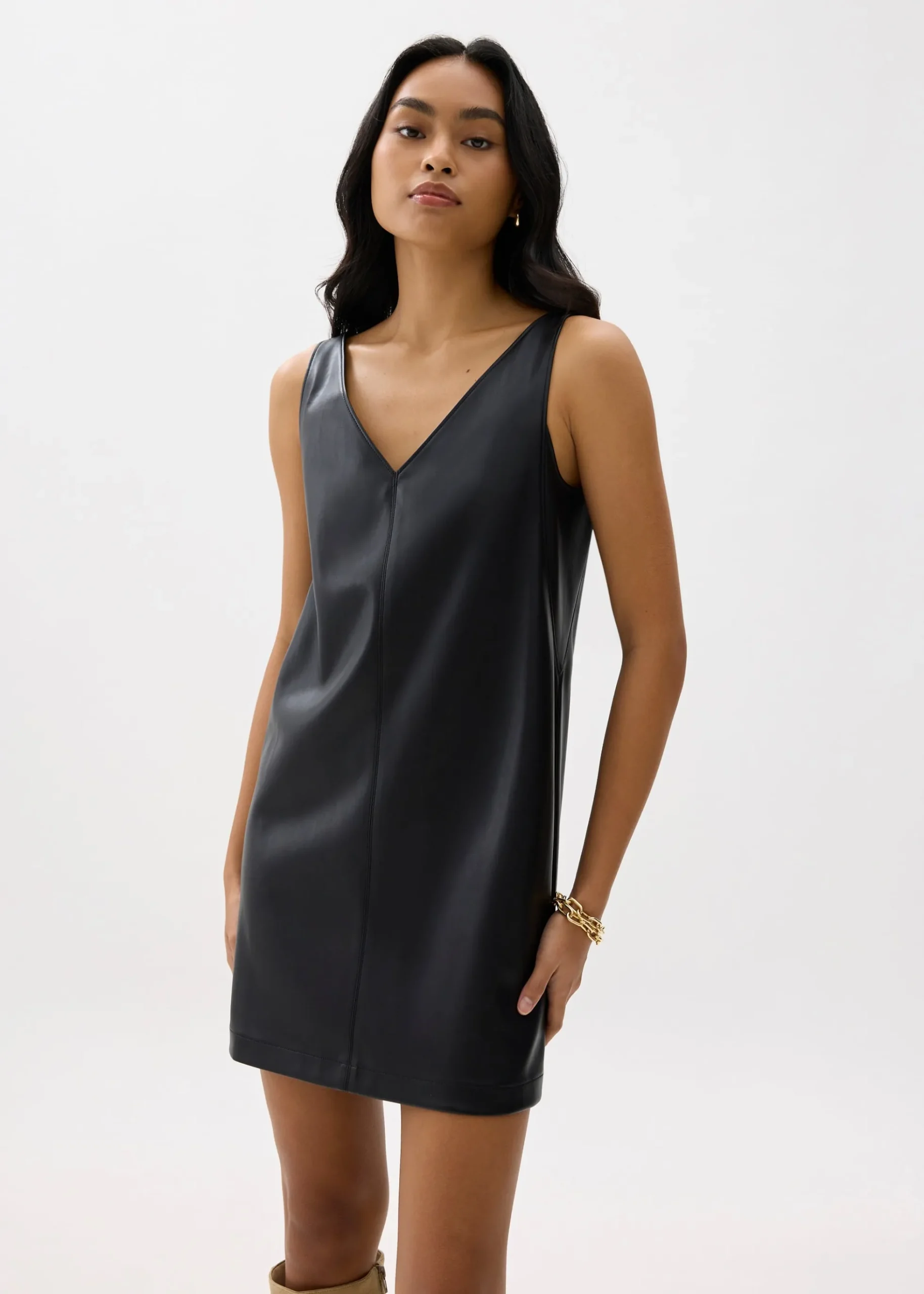 Reversible Vegan Leather Shift Mini Dress